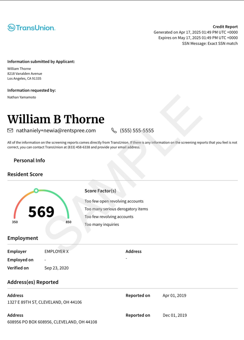 Full Tenant Report (Credit + Background + Eviction)