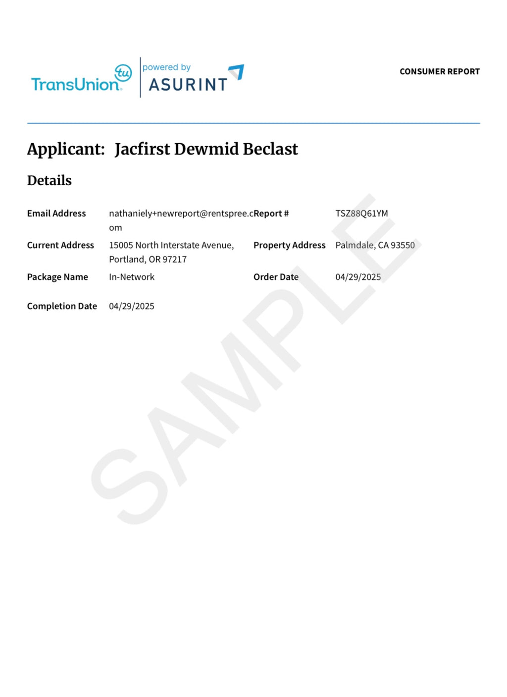 Full Tenant Report (Credit + Background + Eviction)