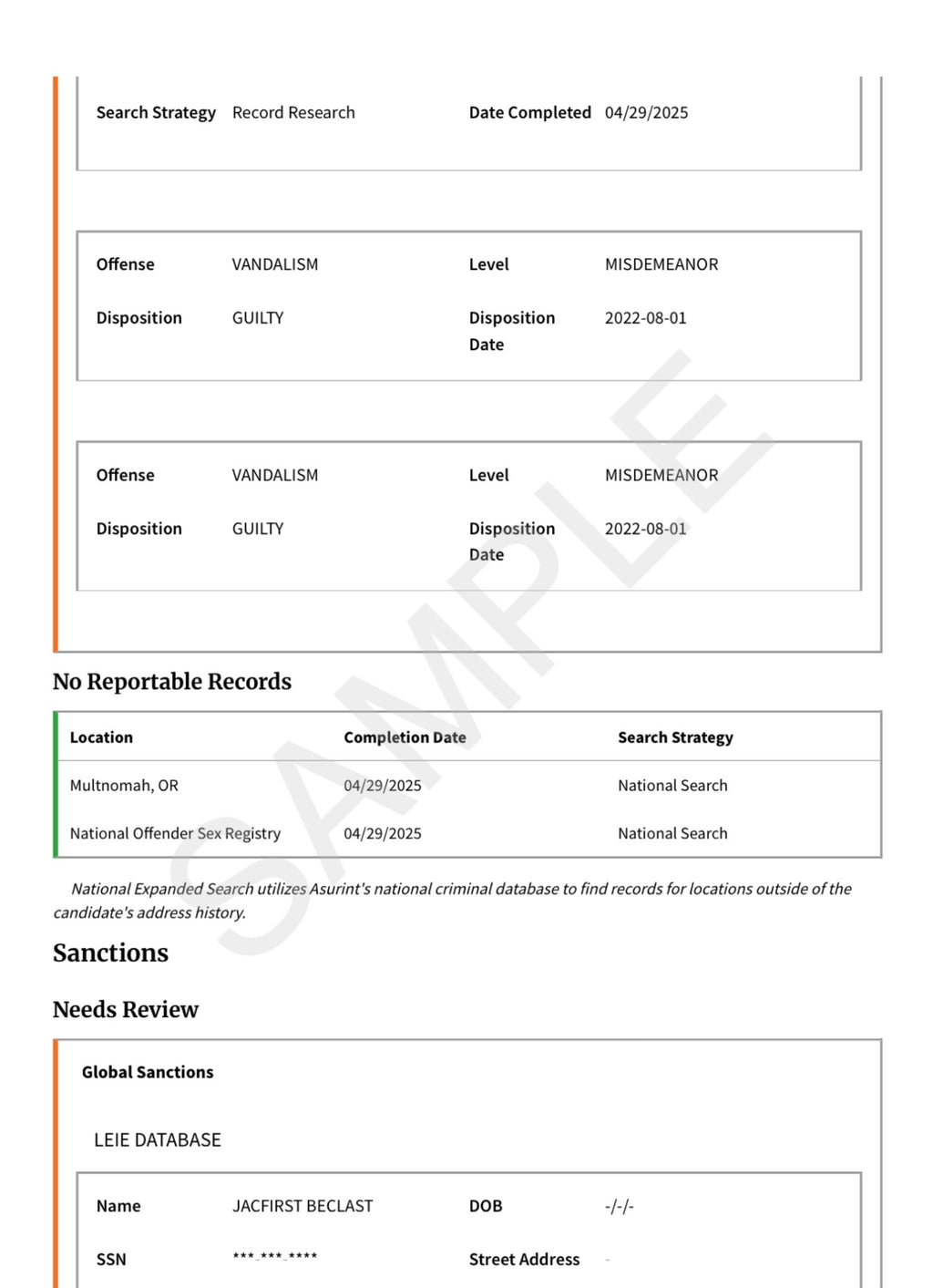 Full Tenant Report (Credit + Background + Eviction)